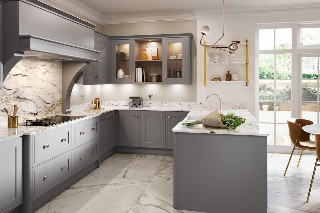 Grey in-frame kitchen