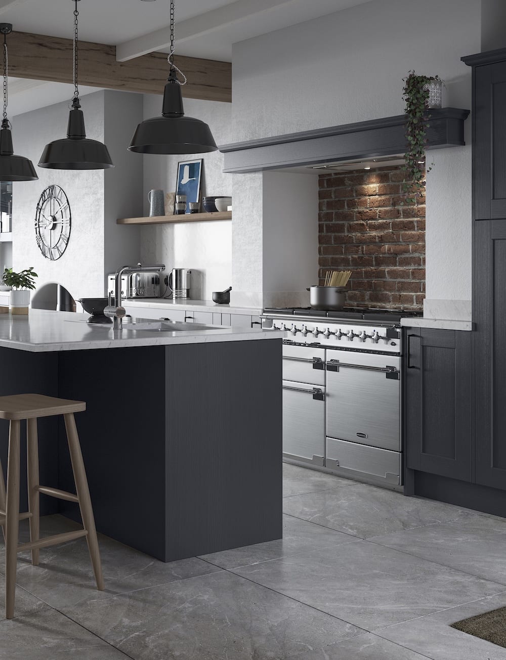 Indigo blue bespoke shaker kitchen