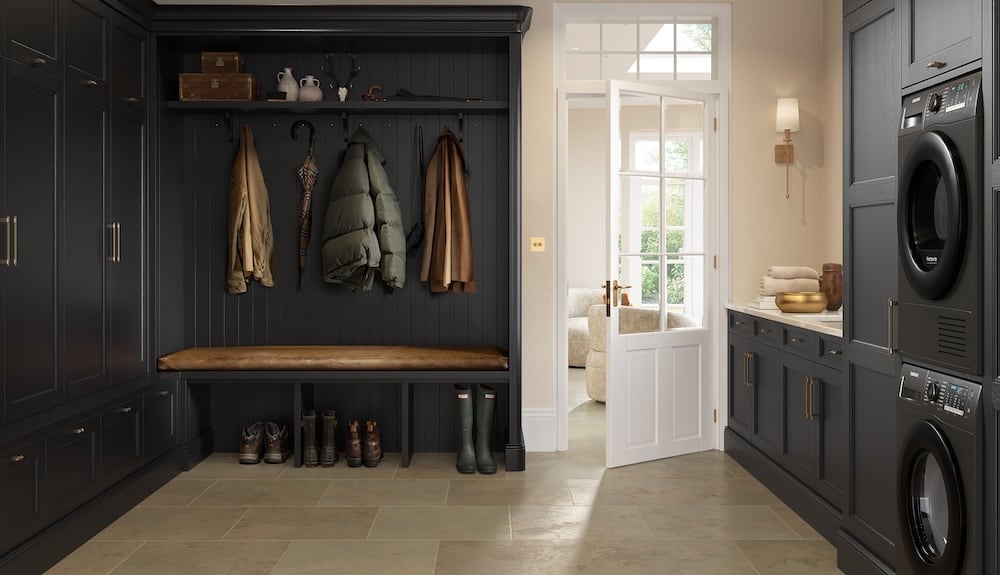 Black traditional utility room