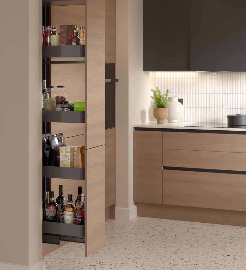 Pull-out larder in a modern kitchen