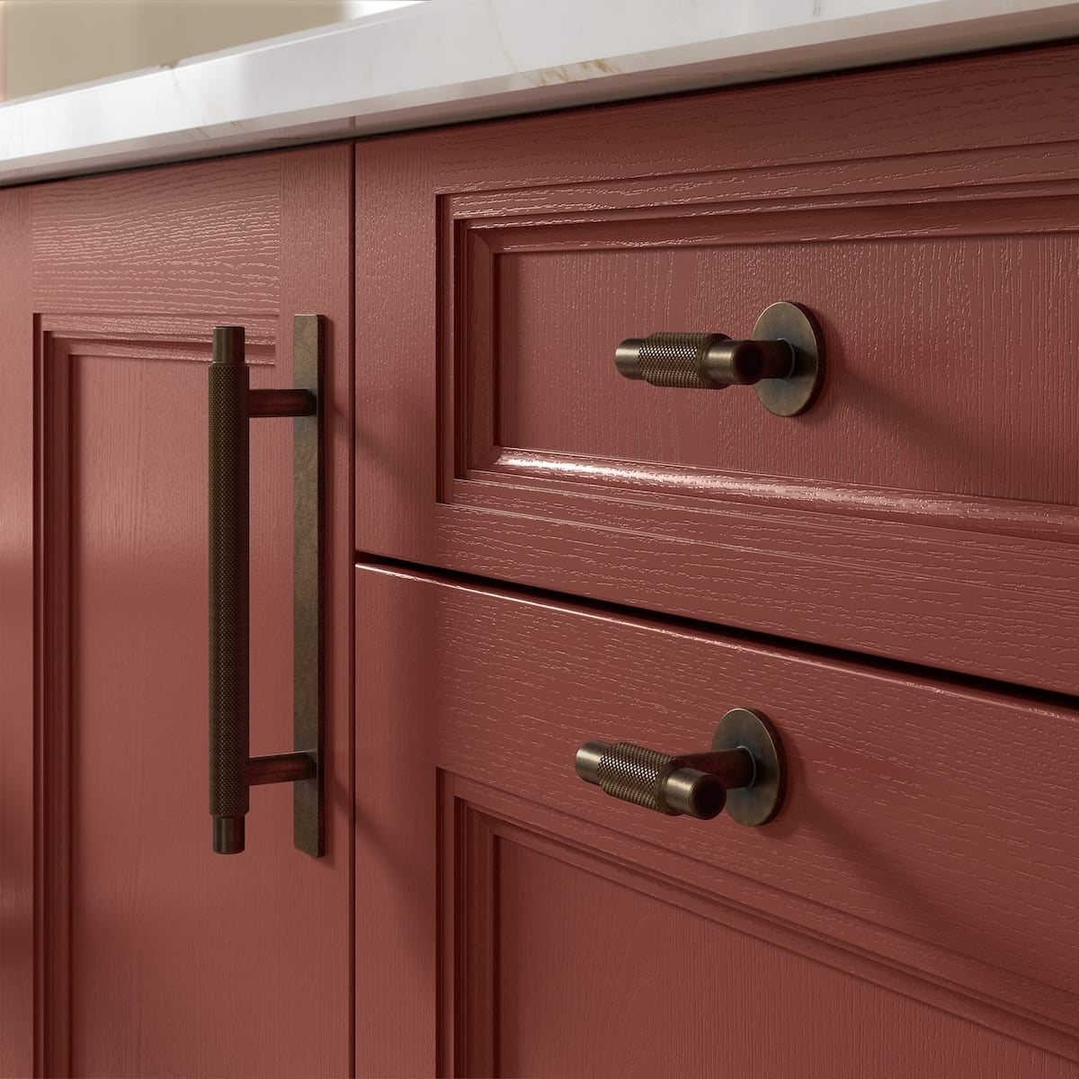 red painted kitchen door